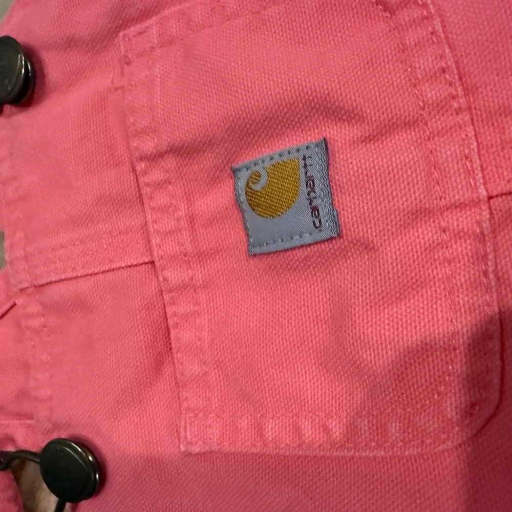 Carhartt Kids Flannel Canvas Bib Overalls Pink Lemonade Lining‎ Plaid Size 2T
